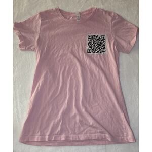 Rick Astley T-Shirt Womans M Pink Never Gonna Give You Up troll 80s icon QR Code
